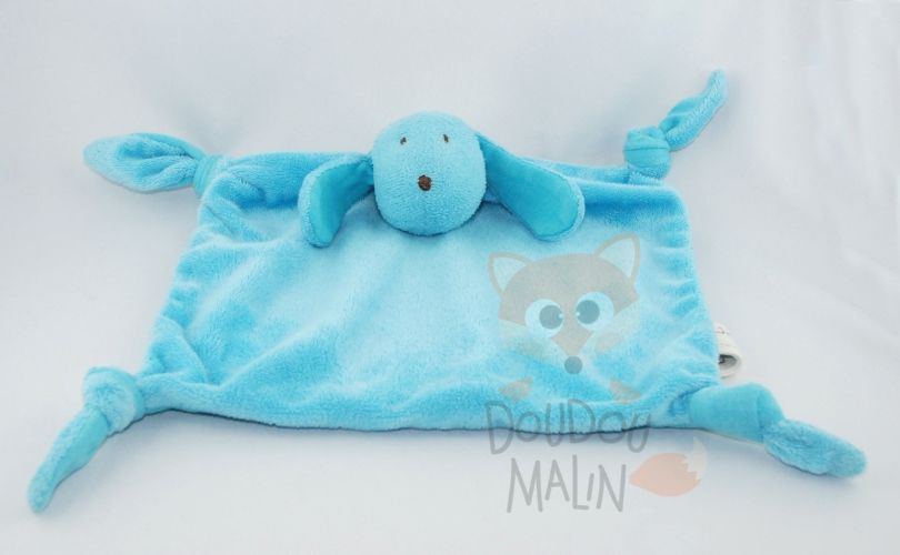 DPAM doudou chien plat noeud bleu turquoise